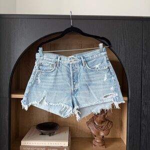 Agolde Blue Jean Shorts Distressed Cut-Off